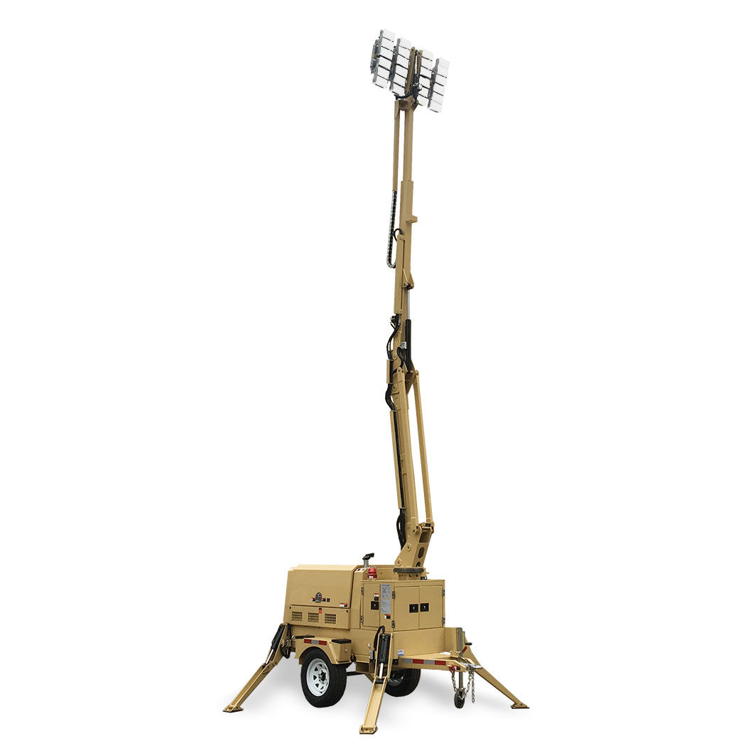 Construction Outdoor Mobile Light Tower Trailer with Diesel Generator Hybrid Lighting Tower