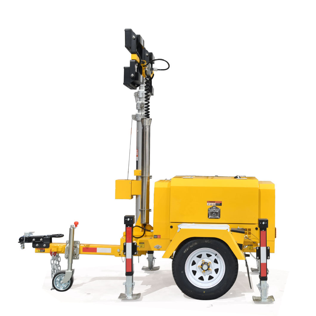 Portable Diesel Generator Trailer Light Tower 1.2KW LED Light Munal Mast